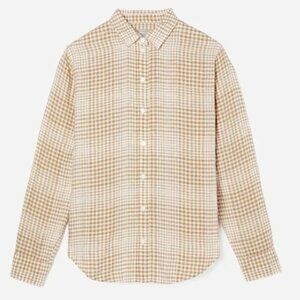 Everlane - The Linen Relaxed Shirt - Iced Coffee Grid - Size 14